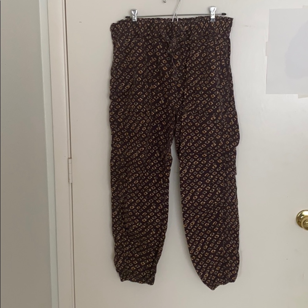 Anthropologie geo paper bag waist joggers